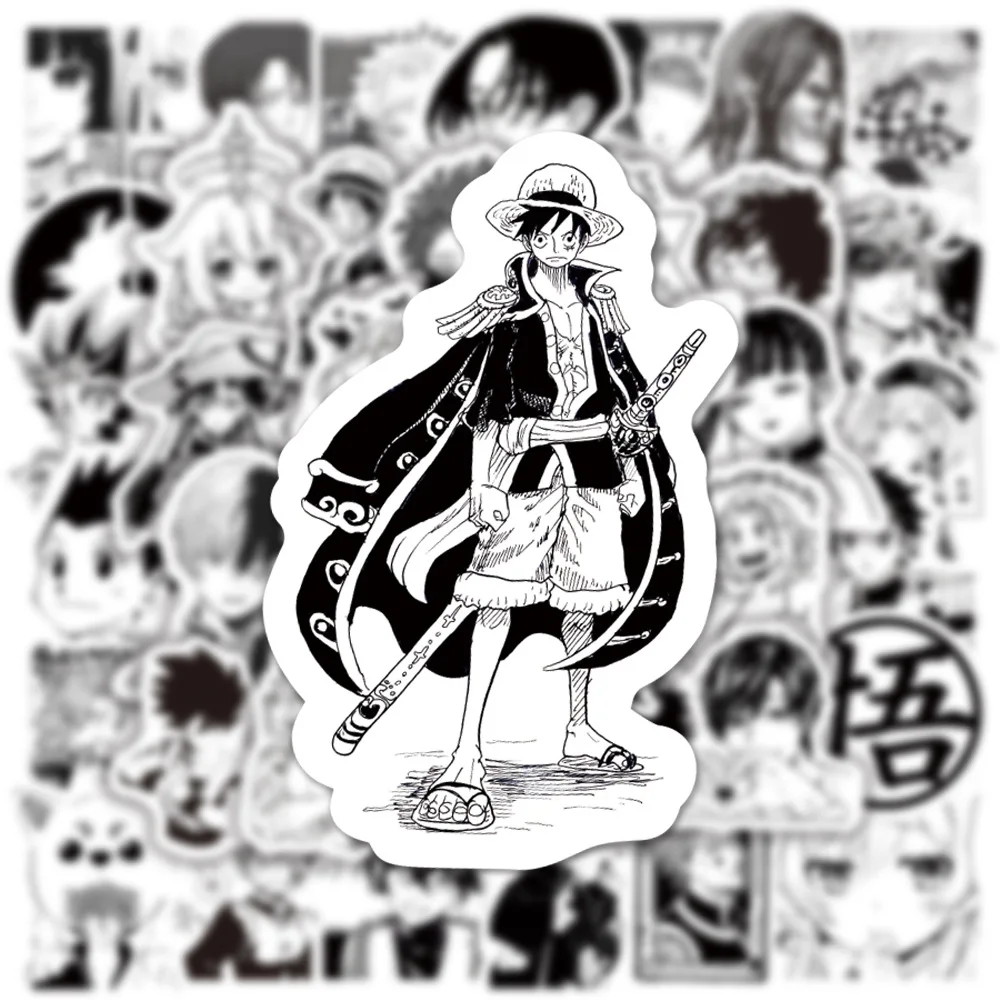 10/30/50/100PCS Mix Black White Anime Stickers per bambini fai da te Graffiti moto Skateboard Laptop impermeabile Cool Sticker Toys