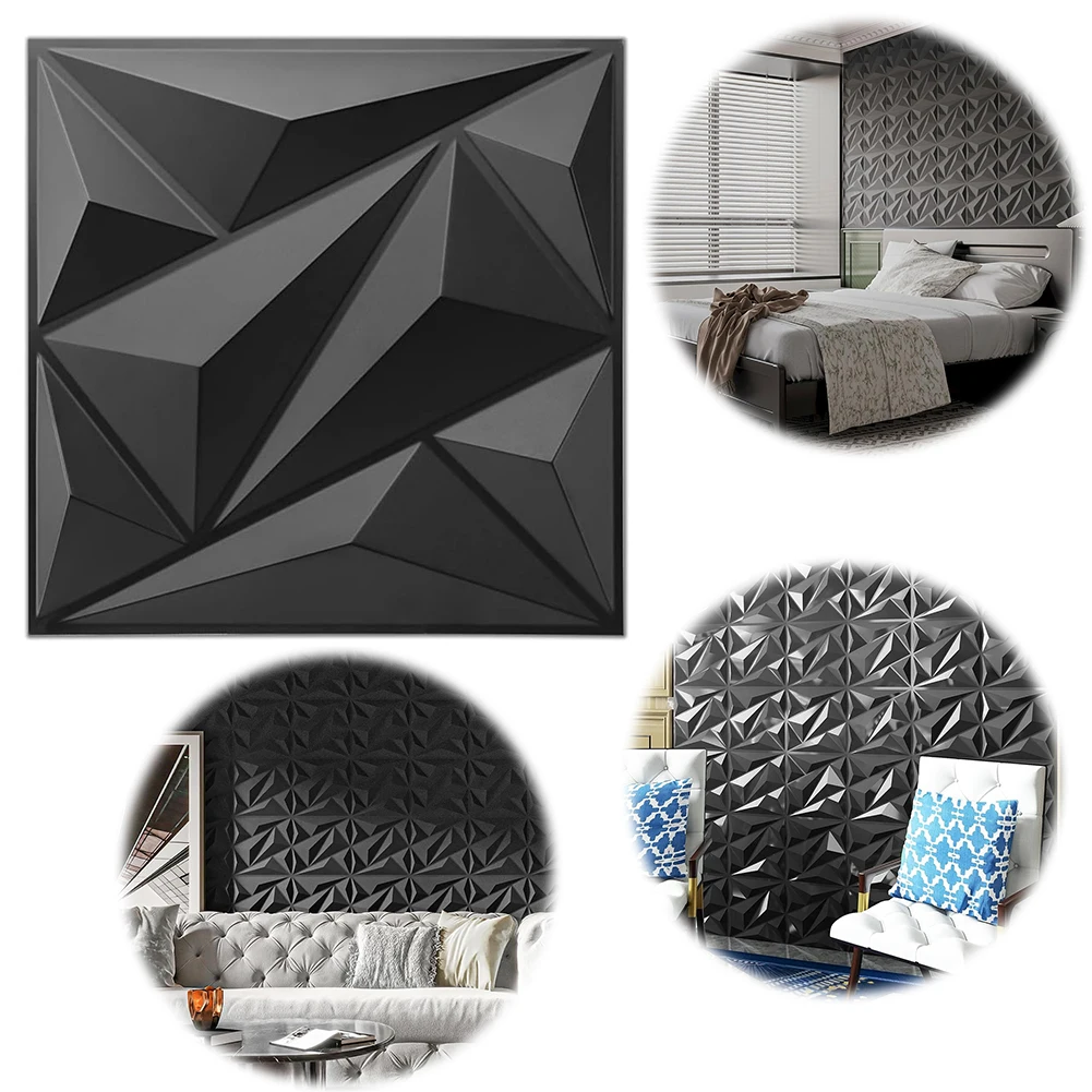 

50/100Pcs 3D Wall Panel Diamond 30x30cm Wall Covering Panels Wall Decoration Stickers for Living Room Gaming Room TV Background