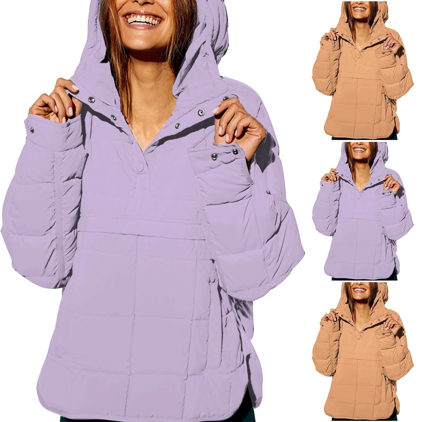 2024 autunno inverno nuove donne Parka cappotto solido manica lunga giacca di cotone con cappuccio per signora moda vestiti femminili alla moda