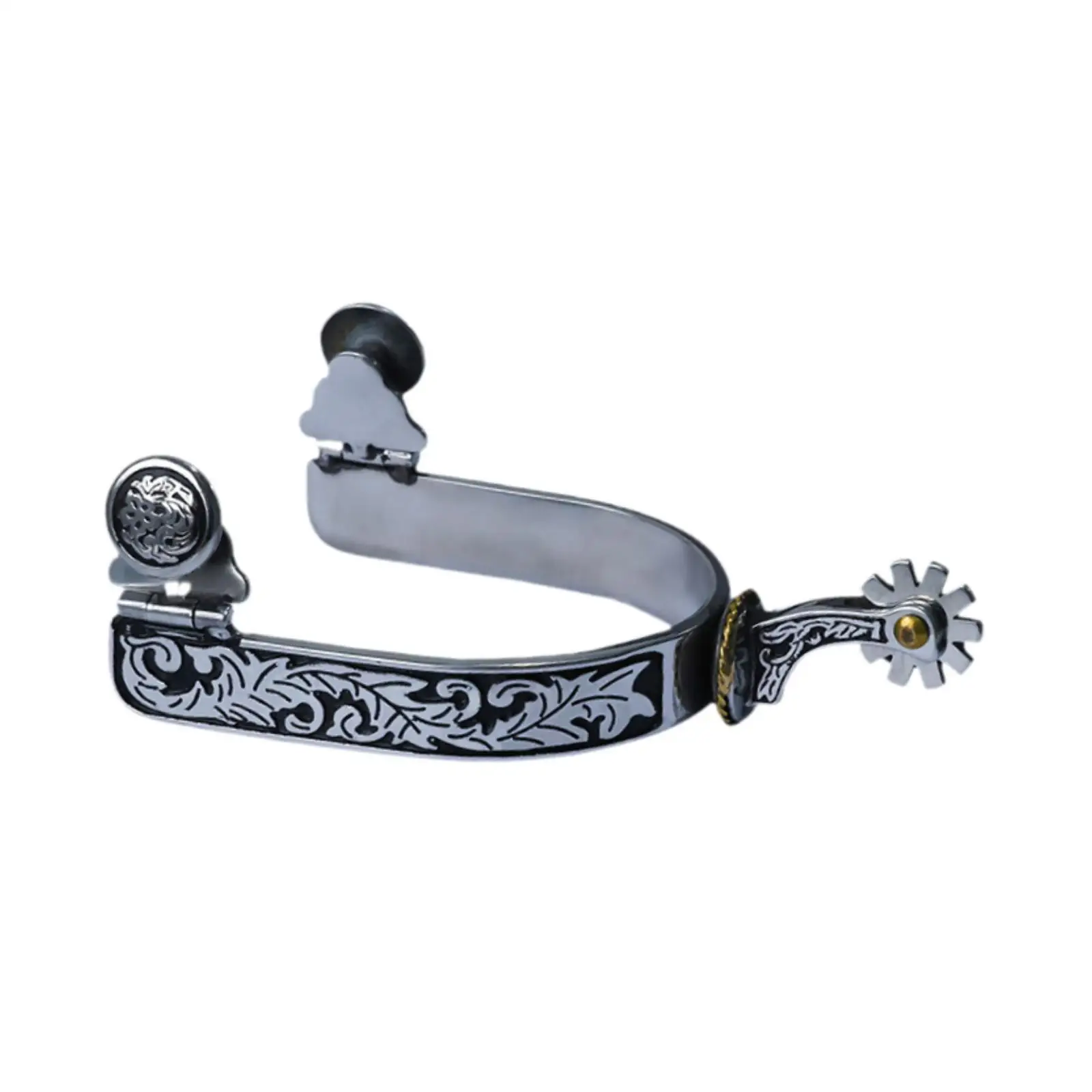 Конная шпора в стиле вестерн, ковбойская шпора с гравировкой для тренировочных соревнований, конное снаряжение, антикоррозийное с вращающимся металлическим механизмом