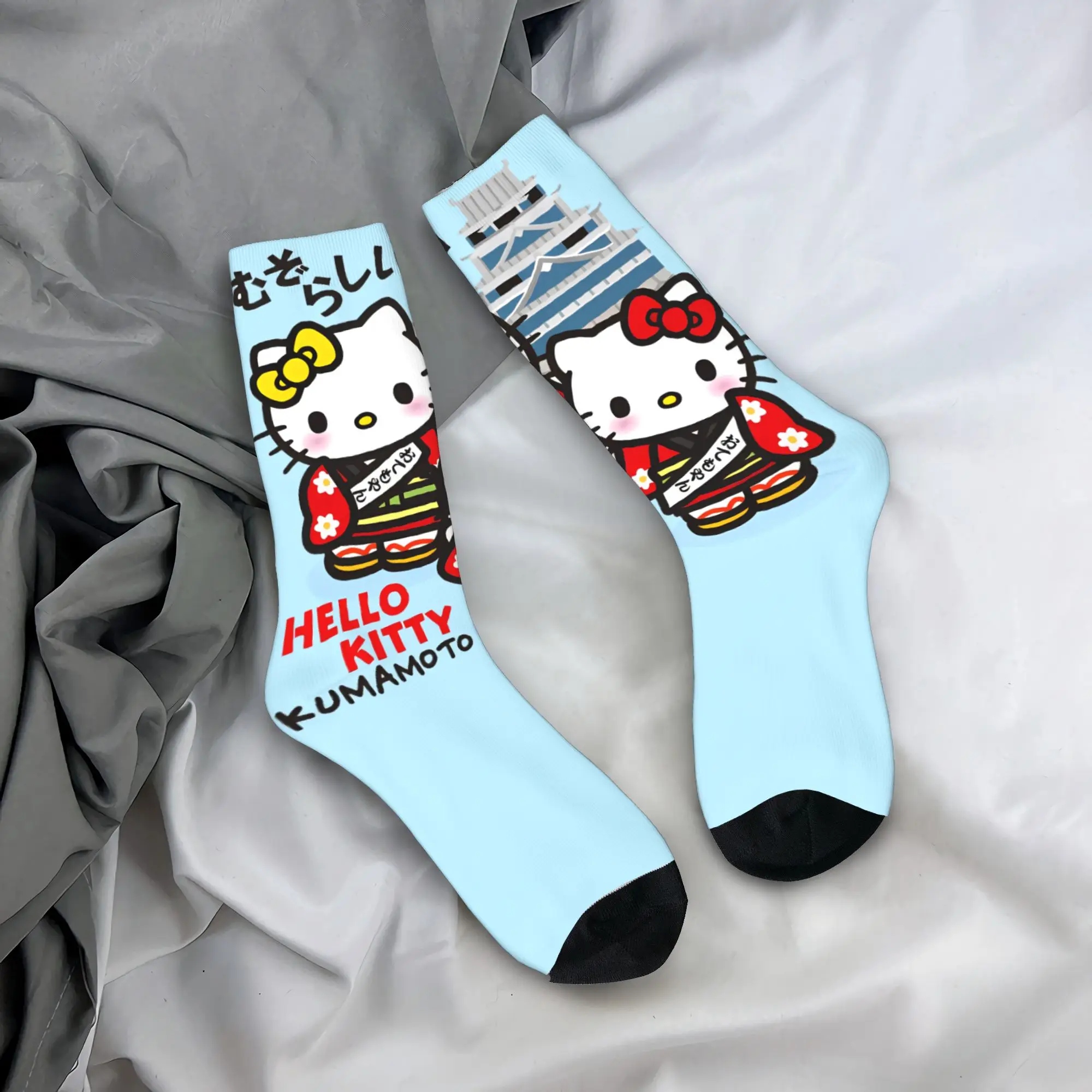 مرحبا كيتي القلعة الجوارب المضادة للانزلاق جوارب الرجال تنفس الدراجات الجوارب الخريف Harajuku تصميم الجوارب