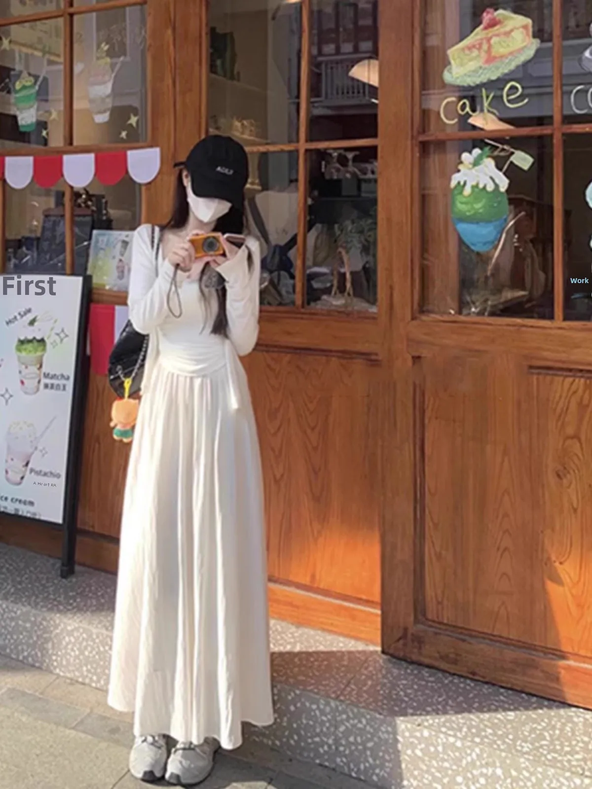 

Белая юбка А-силуэта с высокой талией, женское длинное платье в нежном стиле, корейская мода, весна-осень, маленький размер, юбка-фея