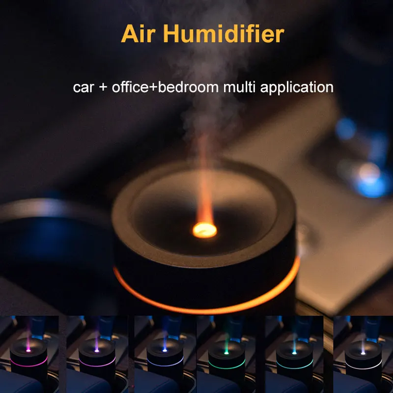 100ml USB Portable Air Humidifier Water-Based Essential Oil Aroma Diffuser  Lamp with Color Flame Night Light Car Office Bedroom