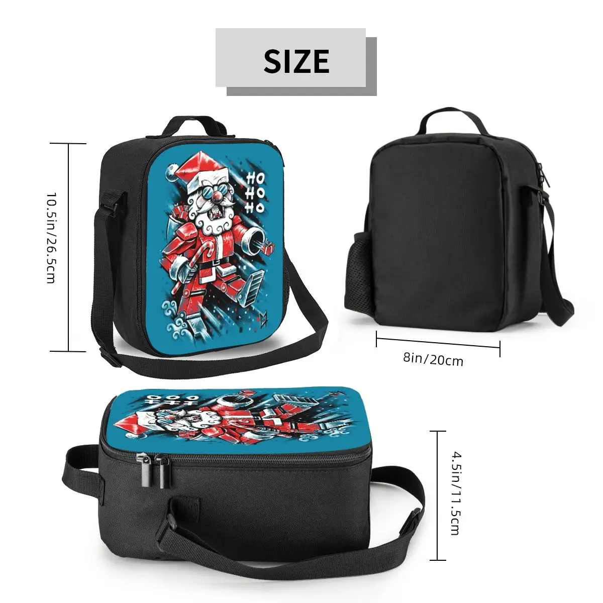 Robot Santa Claus Insulated Lunch Bag for Women Merry Christmas Gift Xmas Cooler Thermal Lunch Tote Office Work School