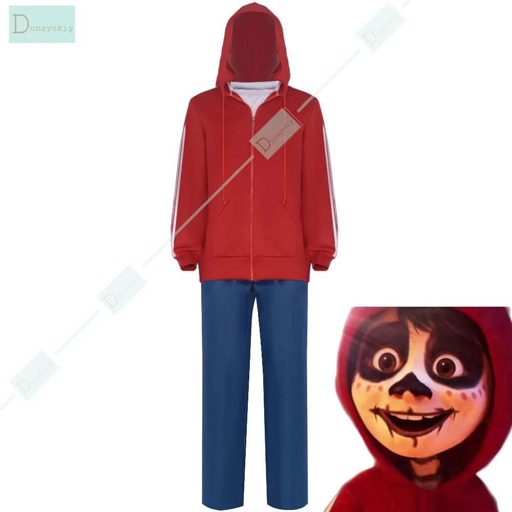 Anime Moive Co co Miguel Cosplay Hoodie Costumes Coat Mask for Adult Kids Boys Kids Jackets Hoodies Red Sweatshirts Coat