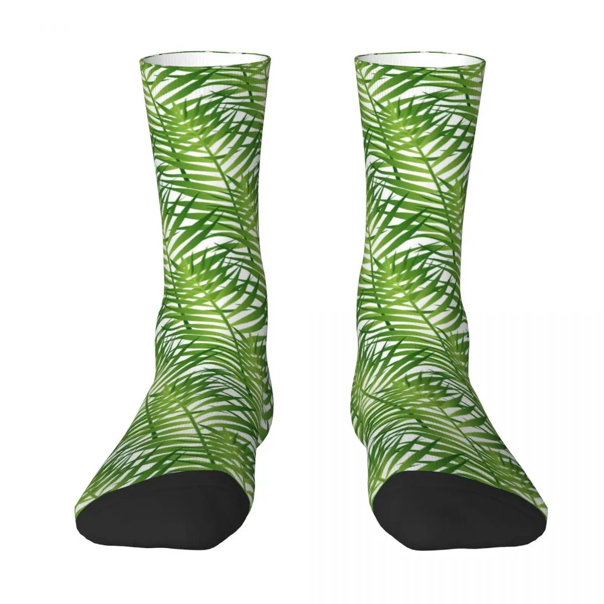 Green Plant Stockings Unisex Leaves Fronds Socks Quality Funny Socks Autumn Skateboard Non Skid Printed Socks Gift