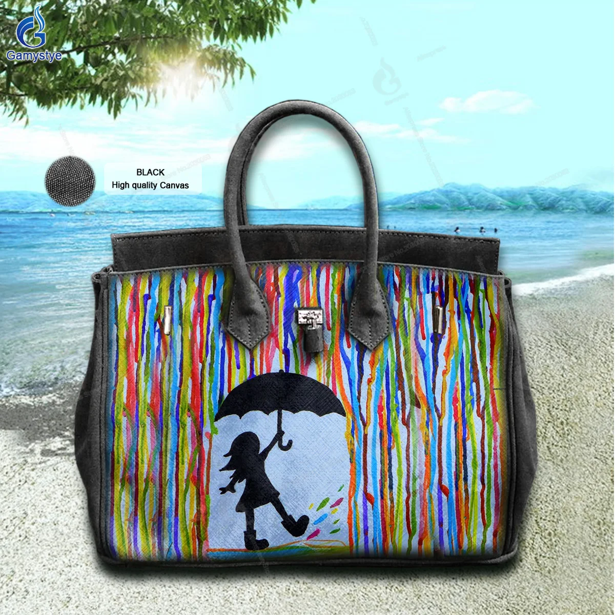 

Street Artisc Hand Draw The little girl holding an umbrella Bags Women Bags Designer Crossbody Handbags Female Messenger Totes