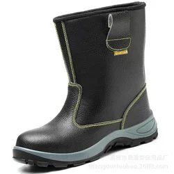Labor Boots Oilfield High-top High-tube Steel Bag Head Wear-resistant Oil-resistant Anti-smashing Anti-piercing  Safety Shoes