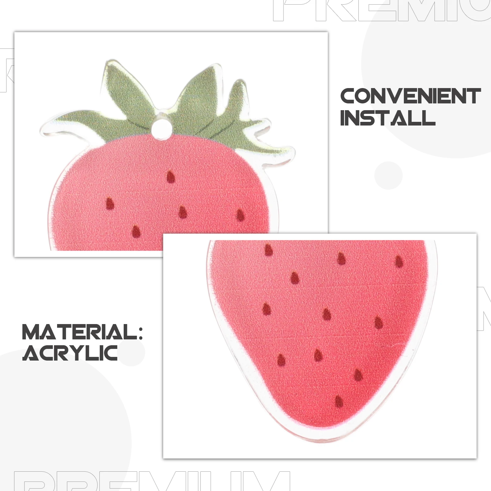 

20Pcs Acrylic Realistic Strawberry Pendant Charms for Keychain Purse Bag Cute Fruit Accessories Phone Decoration