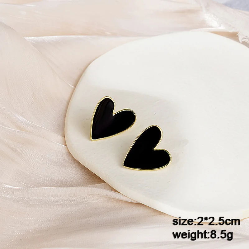 Heart Dangle Earrings for Women Colorful Enamel Crystal Love Heart Sweet Korean Fashion Female Drop Earrings aretes de mujer