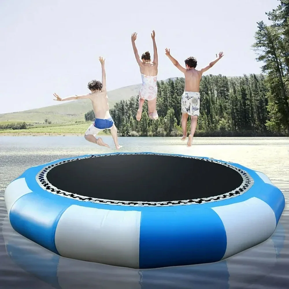 Inflatable Floating Water Toys Sealed Water Trampoline With Ladder Jumping Bouncer Island Water Park Equipment For Adults