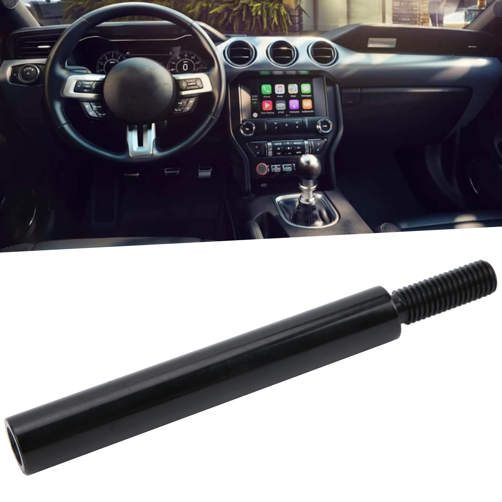 Universal 4 Inch Black Gear Shift Lever Extension M10x1.5 Thread Manual Shifter Knob Adapter Car Modification Parts