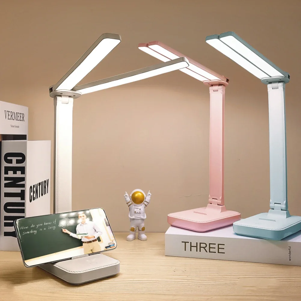 LED Desk Lamp 3 Levels Dimmable Touch Night Light USB Rechargeable Eye Protection Foldable Table Lamp For Bedroom Bedside Desk