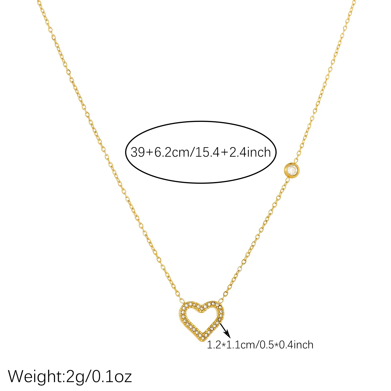 MEYRROYU 316L Stainless Steel Golden Hollow Out Heart Inlay Zircon Necklace Bracelet Lady Trend Non-fading Love Jewelry Set Gift