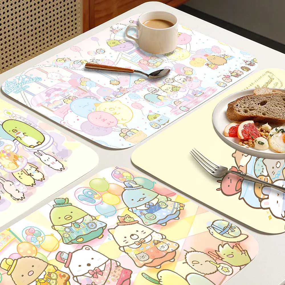 Sumikko Gurashi Coffee Cup Ironing Mat Modern Art Texture Drying Mat Kitchen Counter Coffee Bar Drain Mat