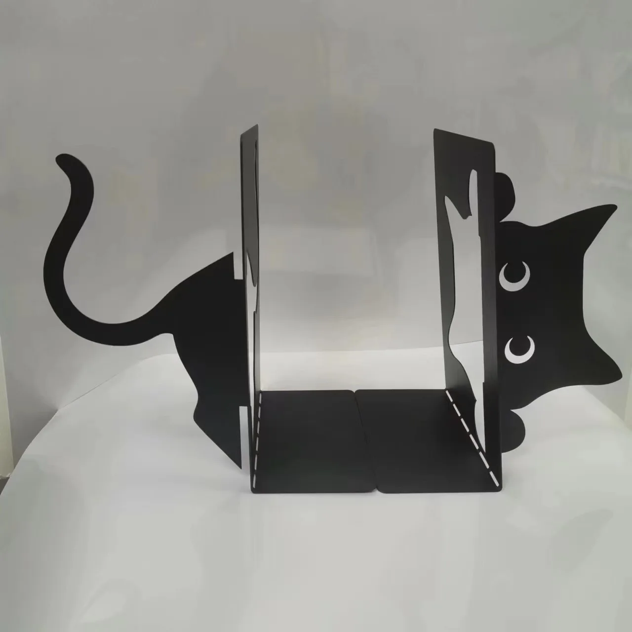 Decorative Cat Bookend Black Cat Book Stopper Stylish Animal Sculpture Decoration Support for Office Kids Room Desk Home Shelves