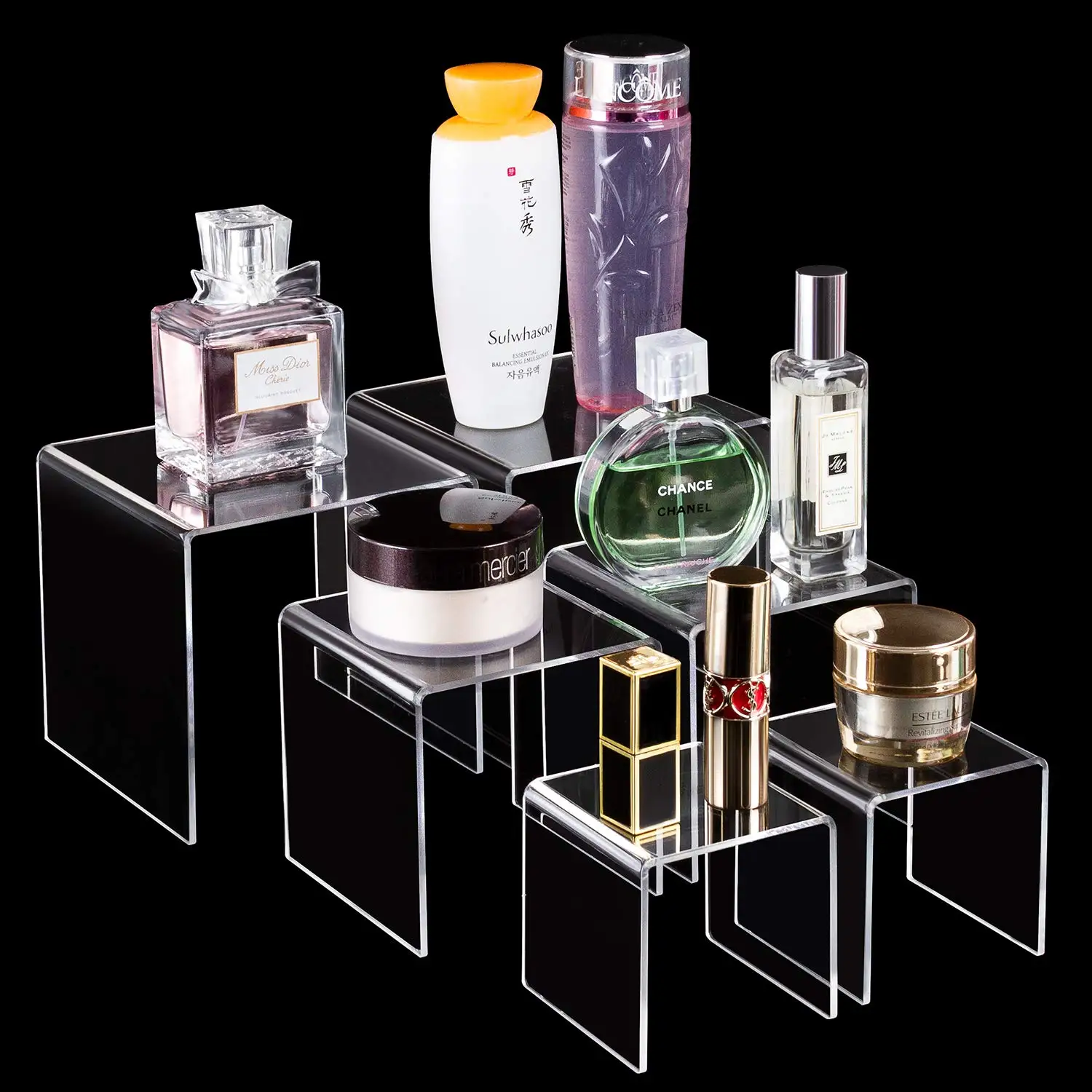 رف عرض أكريليك على شكل حرف U مكون من 15 تركيبات عرض مقاس للمجوهرات، حامل عرض لشخصيات البوب منظم كب كيك 5 مم