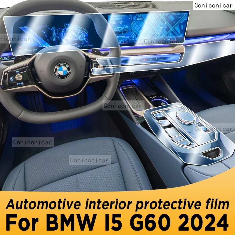 

For BMW I5 G60 2023 2024 Gearbox Panel Navigation Automotive Interior Screen TPU Protective Film Cover Anti-Scratch Sticker