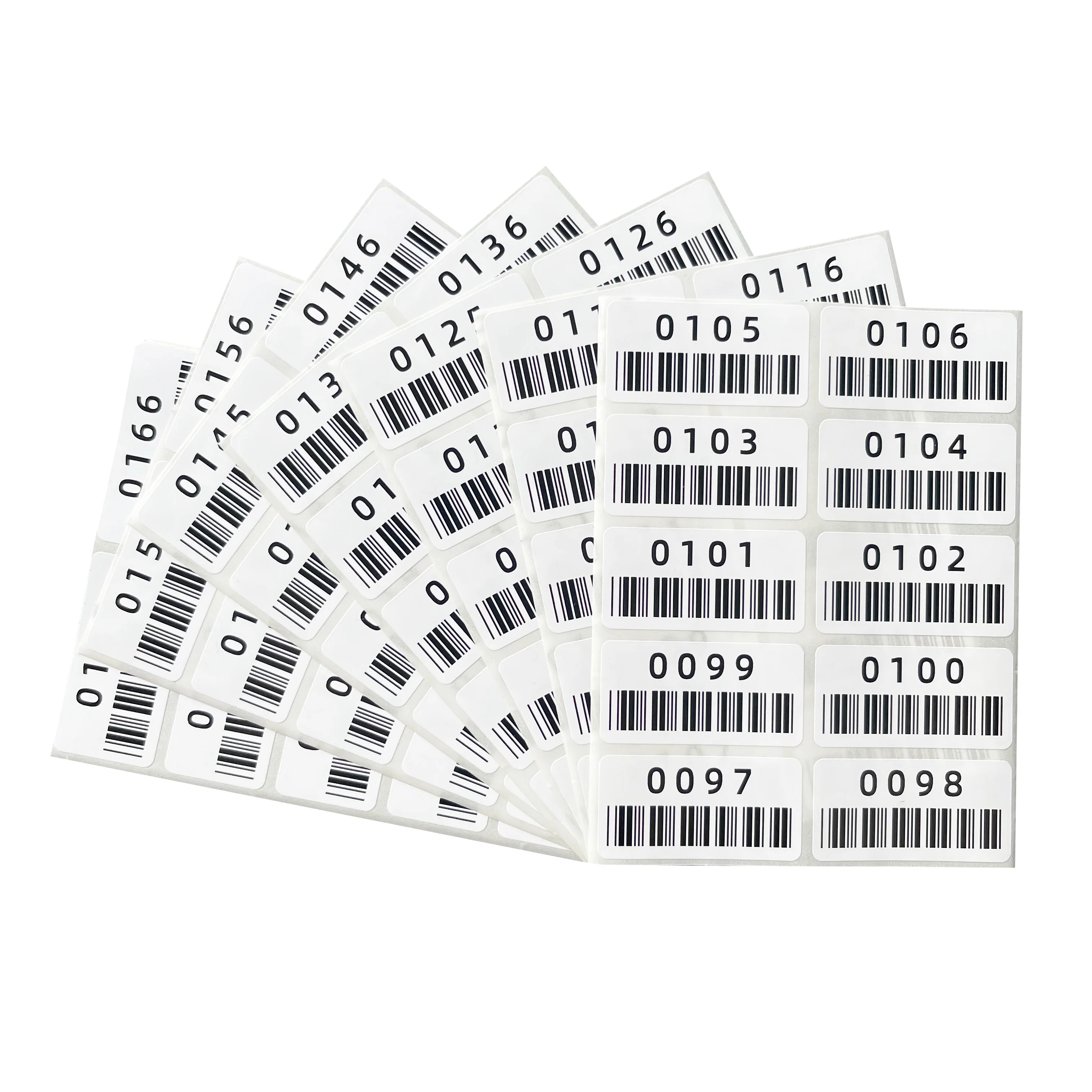 500PCS continuously numbered label sticker 40X20mm600dpi HD pre-printed barcode serial number black text on white background