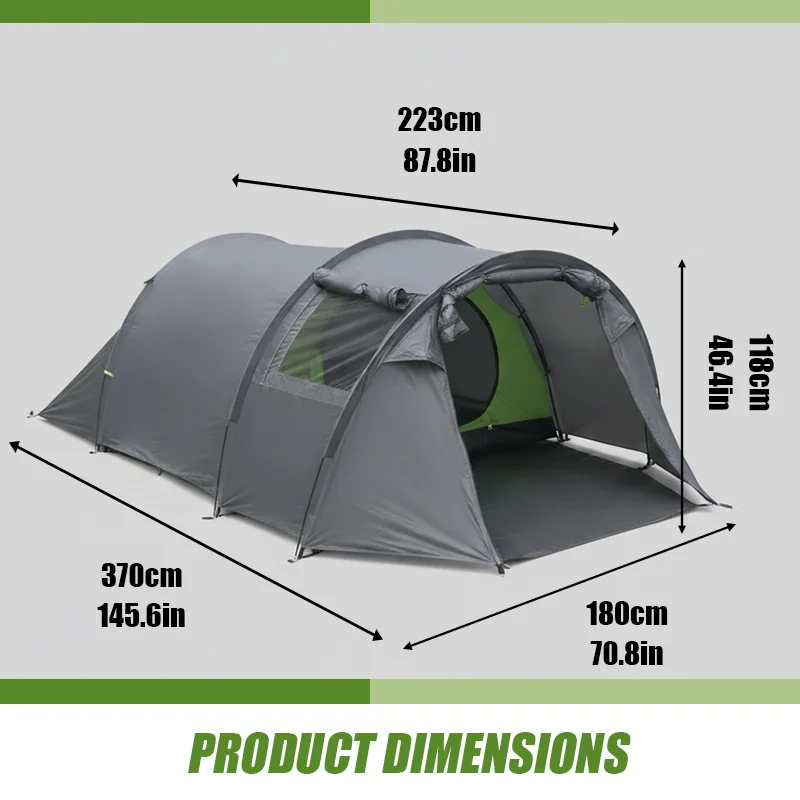 넓은 3~4인용 휴대용 터널형 텐트, 대규모 그룹 모험 - Outdoor Adventure Group 리뷰 및 가격