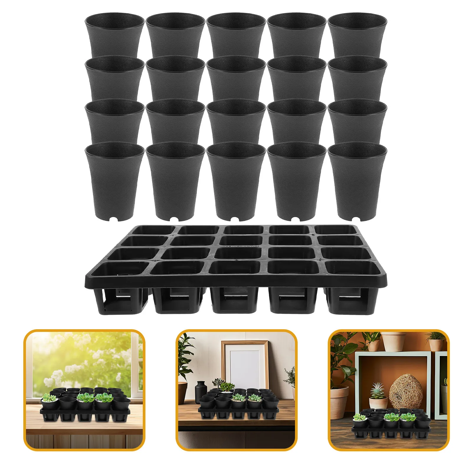 

1Set Succulent Nursery Pots Plastic Planter Nursery Pot with Humidity Dome Reusable Lightweight Plant Container Garden Supply