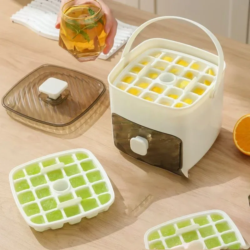 Boîte de stockage de glace Double couche avec couvercle, plateau à glaçons de grande capacité de qualité alimentaire, moule pour congélateur, bricolage, usage domestique et de cuisine