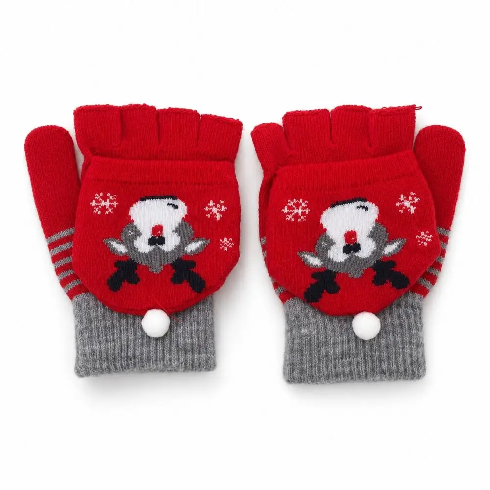 New Soft Knit Christmas Knit Glove Stretchy Skin Friendly Winter Touchscreen Glove Flip Top Warm Thermal Knit Glove Outdoor