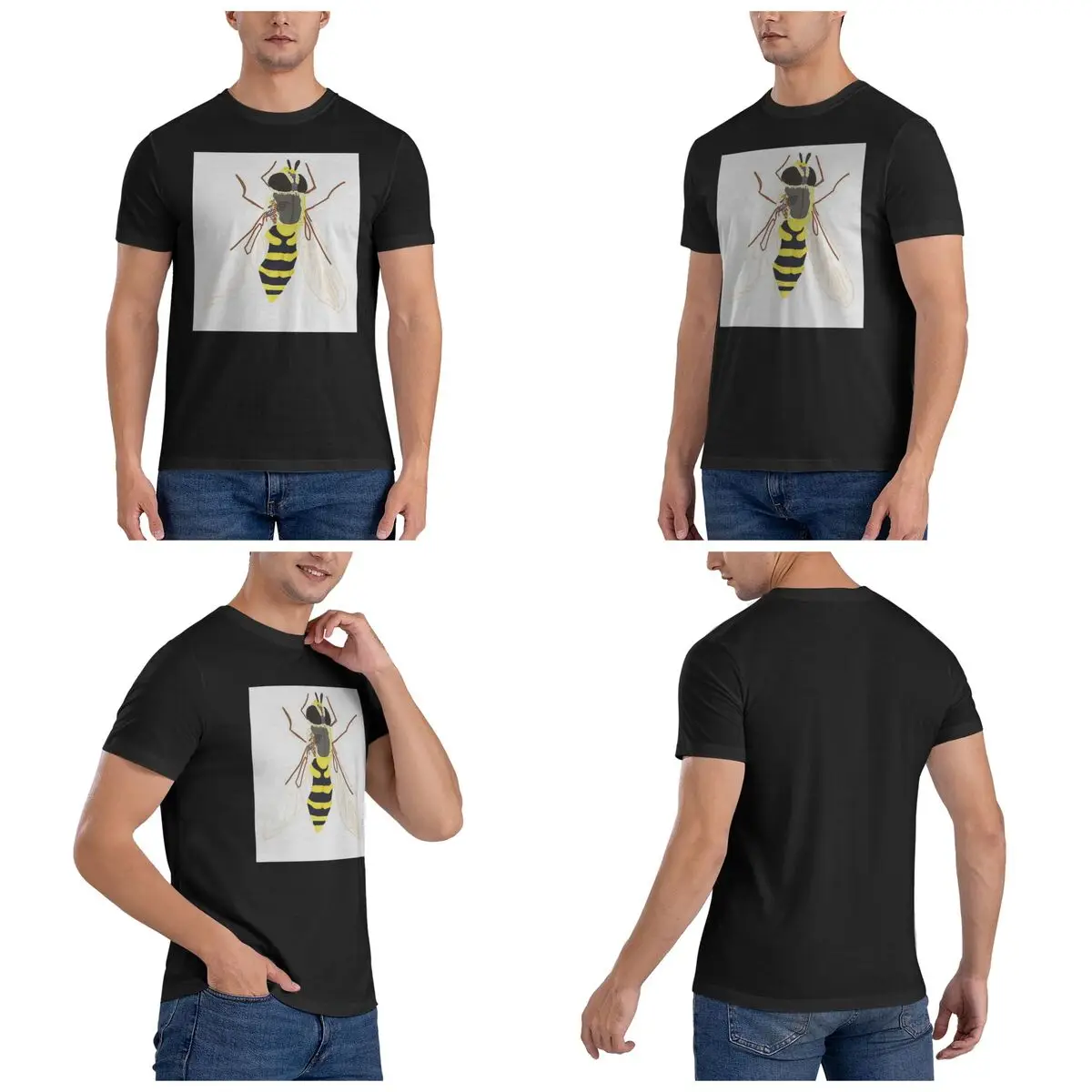 Common Banded Hover Fly T-Shirt for Men Cotton Oversized T Shirts Men's Short Sleeve Round Neck Summer Clothes Tops S-6XL