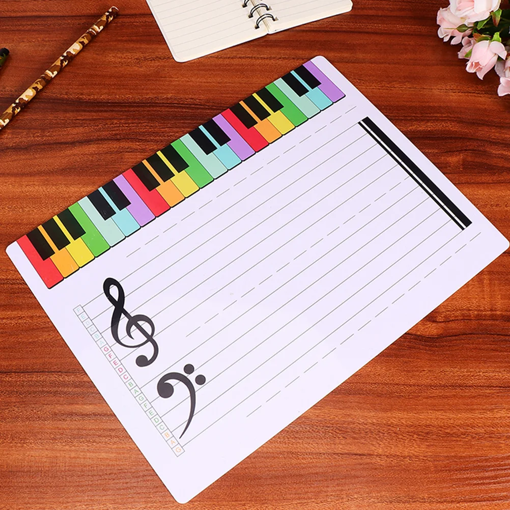 Tablero de ejercicios, pizarra blanca de notación musical, enseñanza borrable, tarjetas de Piano, teclado regrabable de plástico reutilizable