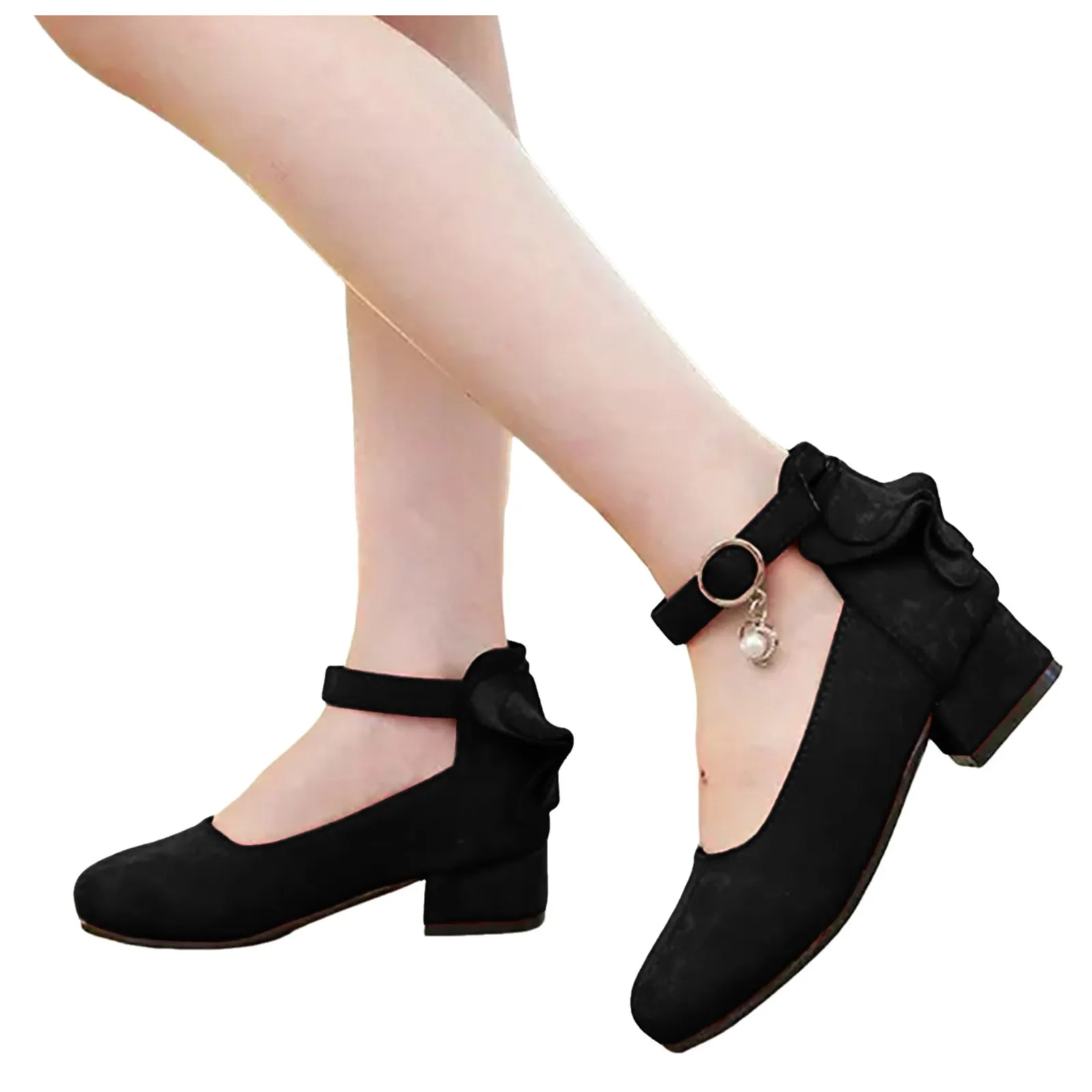 Girls Princess Sandals Velvet High Heeled Shoes