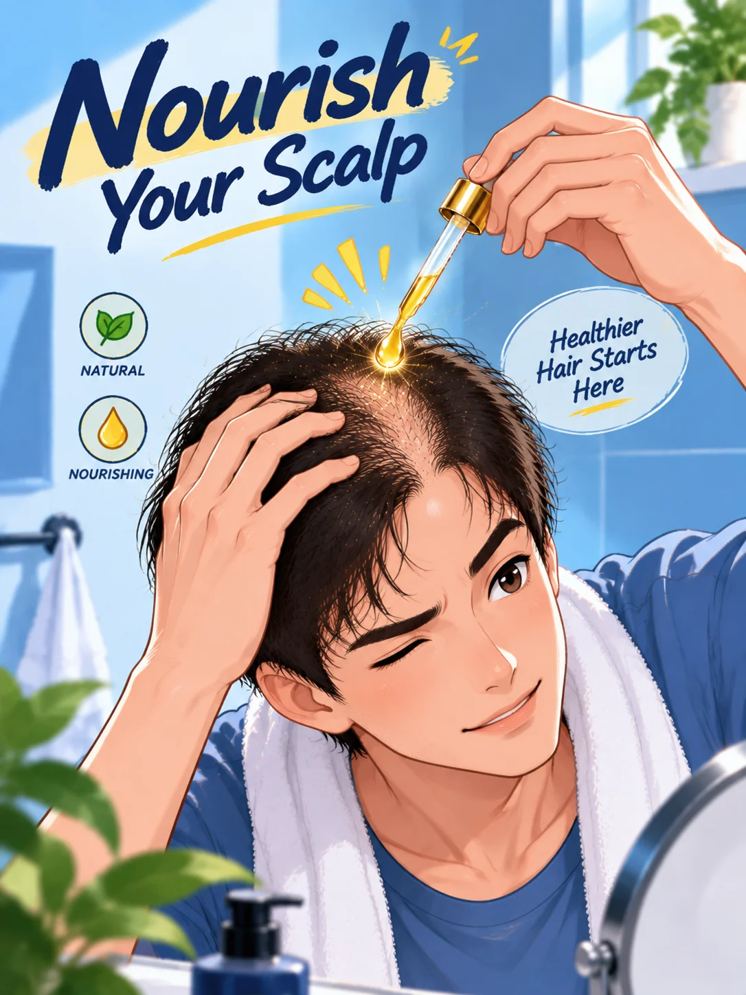 Moisturizing Scalp Oil Serum, Lightweight Hair Care Essence with Natural Botanical Extracts