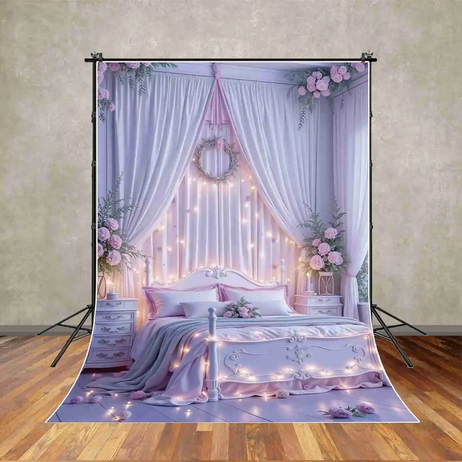 MOON.QG Pink Floral Arch Wedding Birthday Party Photography Backdrop Photozone Background Child Photo Studio Photocall Props