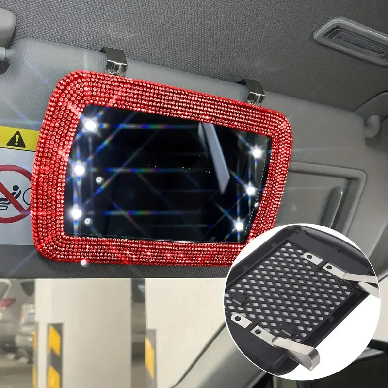 Diamentowy kryształowy daszek samochodowy Lustro Auto Kobiety Lustro do makijażu Osłona przeciwsłoneczna Lustro kosmetyczne Lustro Bling Akcesoria samochodowe — zdjęcie 5
