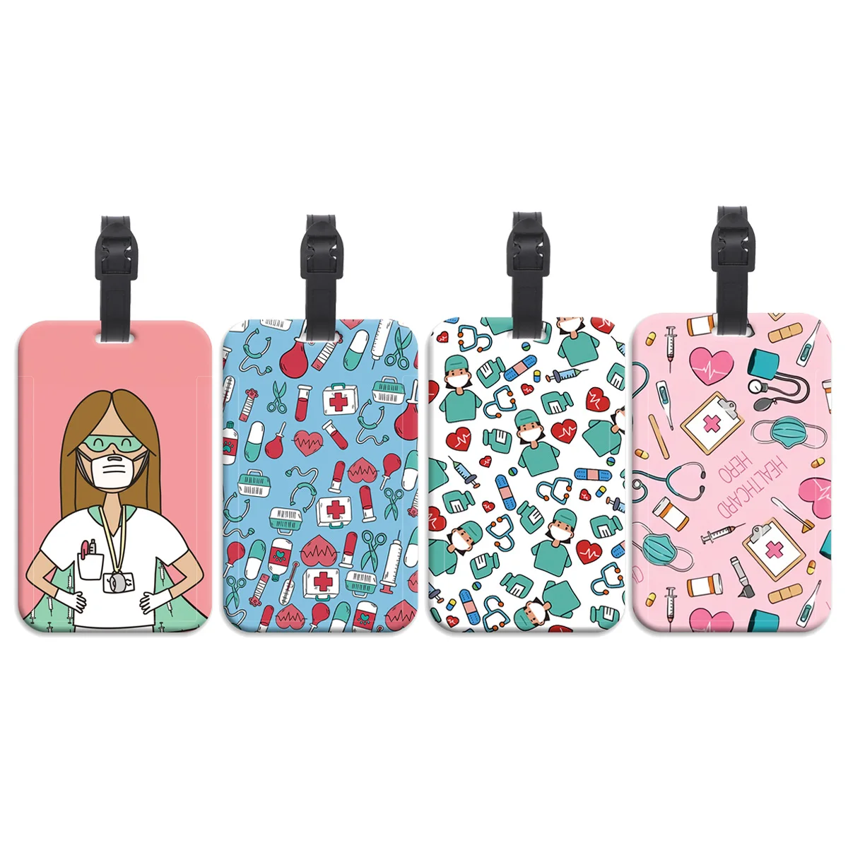 Etiqueta de equipaje de plástico para médico, patrón médico, maleta, mochila, lista antipérdida, tarjetero de identificación, accesorios de equipaje de moda, regalos