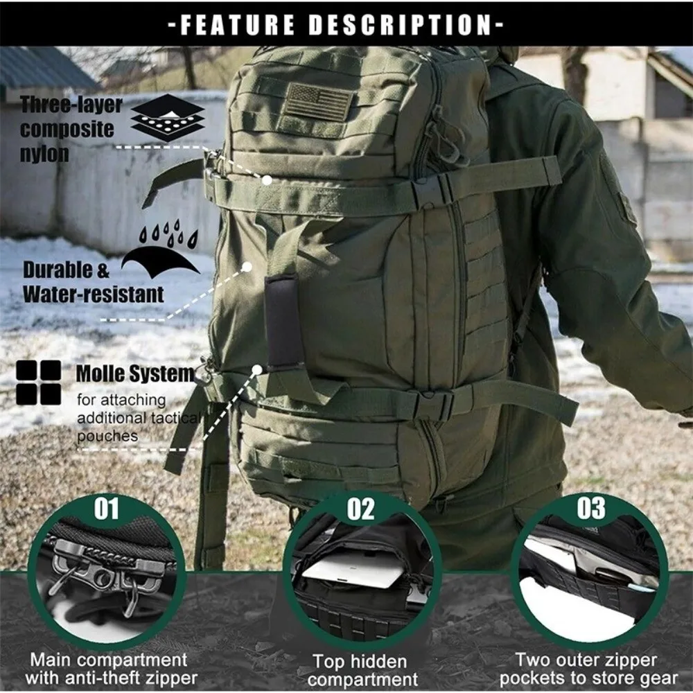 Durável 3 em 1 duffle sacos 45l grande capacidade montanhismo mochila impermeável rasgo resistente saco de fim de semana para homens