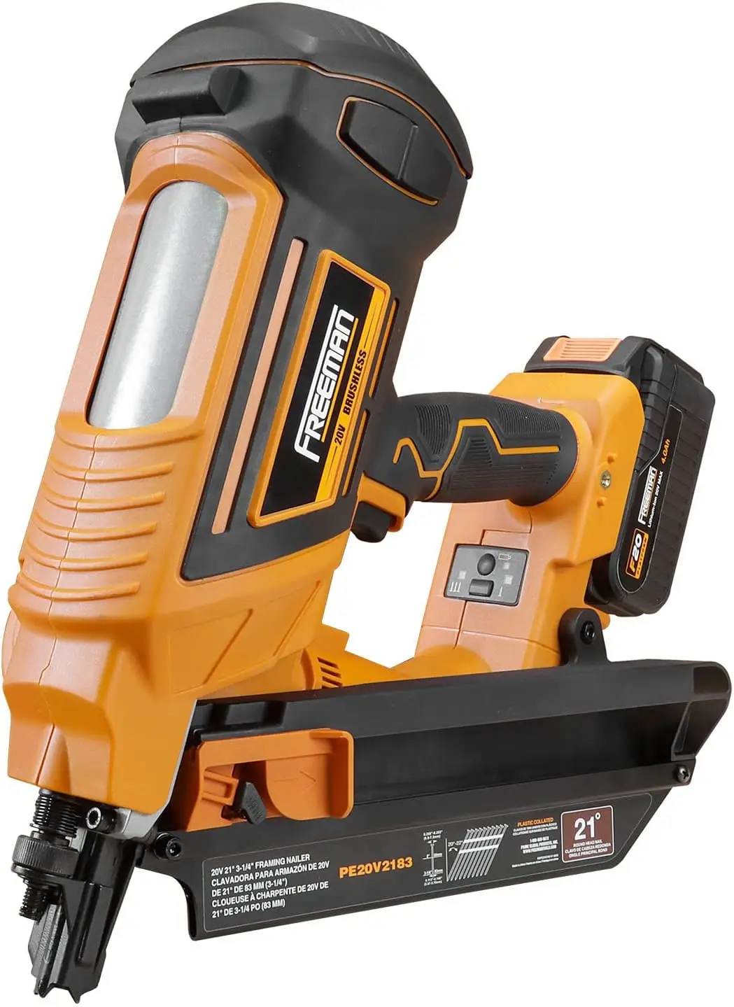 Freeman Pe20V2183 20 Volt Cordless And Brushless 21 Degree 3-1/4