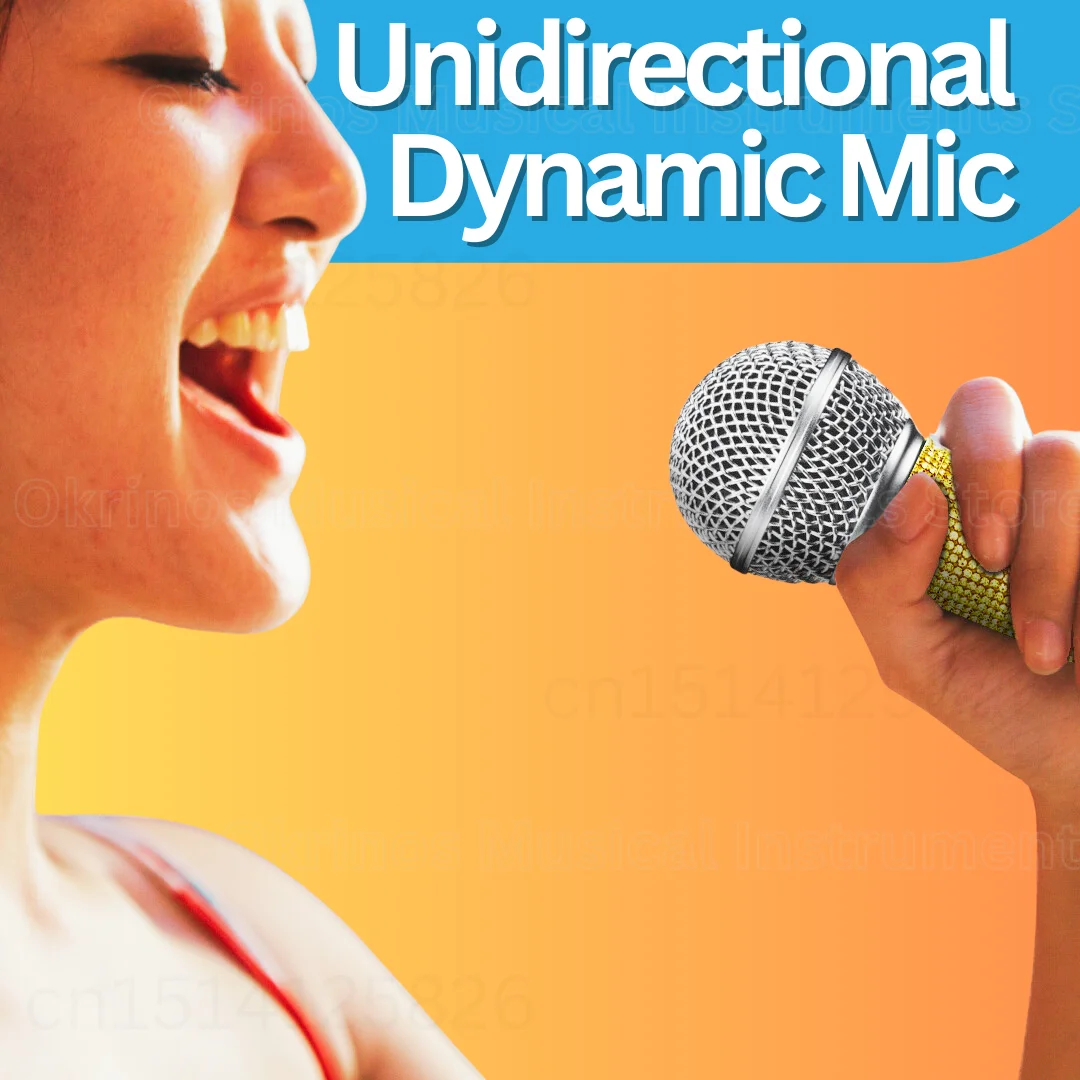 Shiny Luminous Golden Handheld Cardioid Dynamic Vocal Mic , 12ft Cable, Adaptors, Spherical Grille for Speakers and Performance