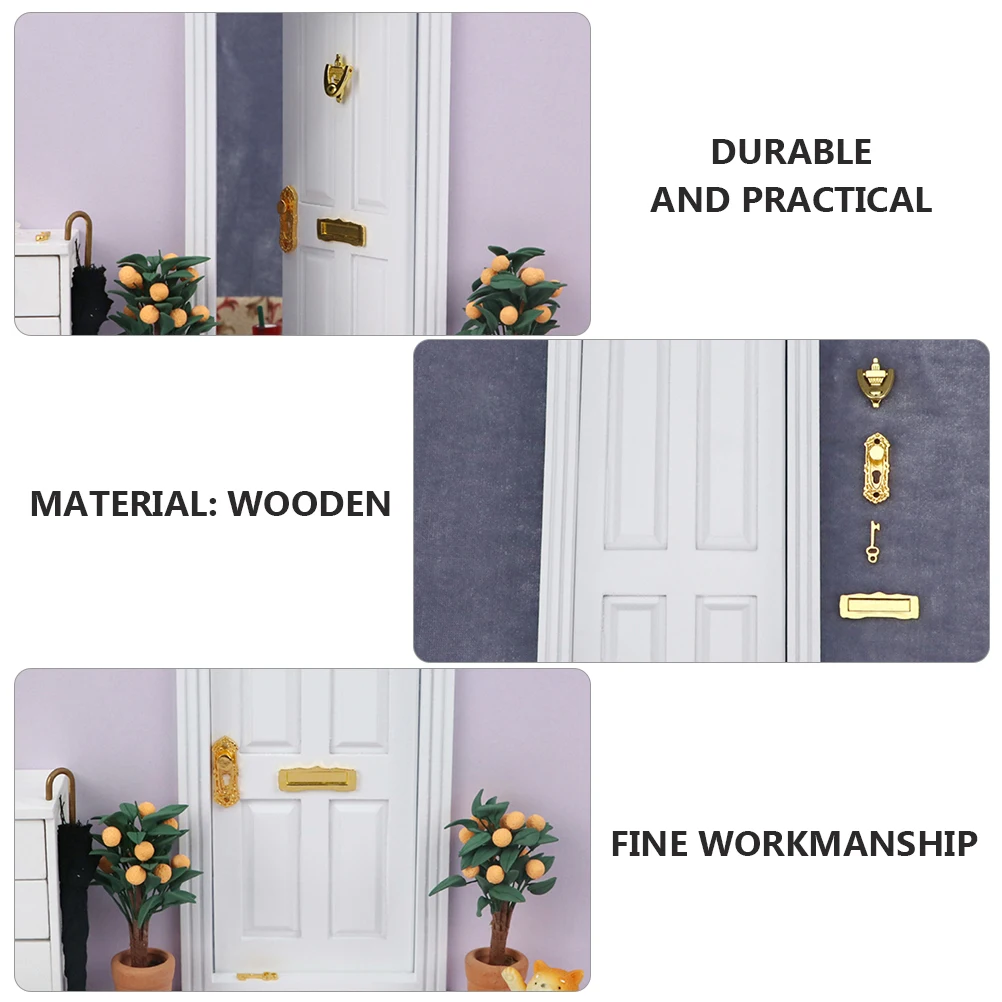 1pc mini ornamento de porta de madeira em miniatura para casa diy decoração mini porta de madeira artesanato móveis em miniatura adereços decorativos