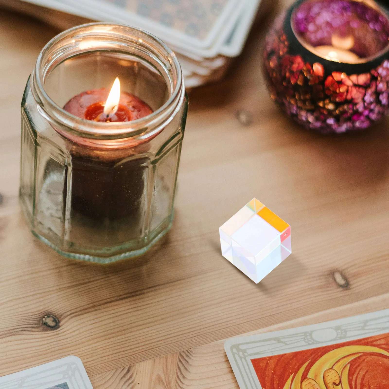 Optical Prism Cube for Science Experiments Light Refraction Demonstration Tool Glass Prism for Physics Classroom and Home Decor