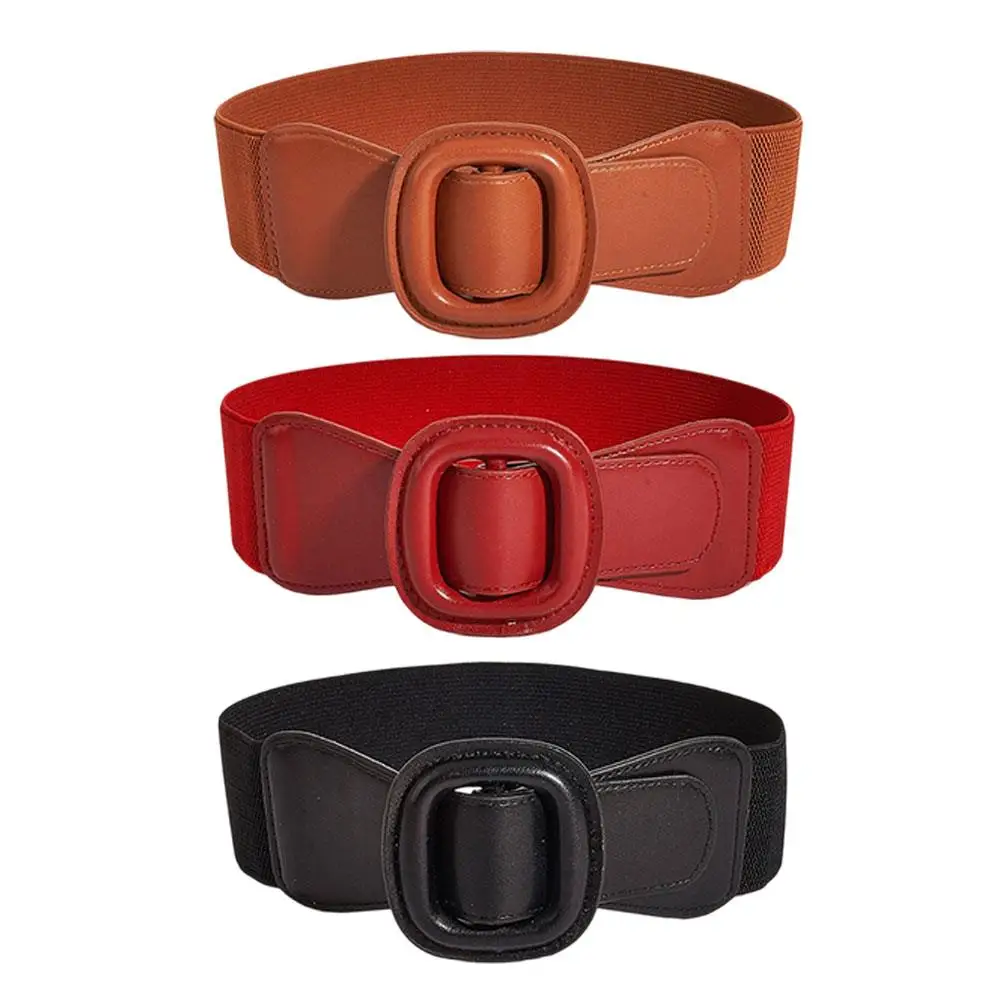 3-個-pu-レザードレスベルト伸縮性ウエストバンドカマーバンドコート赤黒ウエストベルトミニマリストバックル調節可能な痩身ベルト