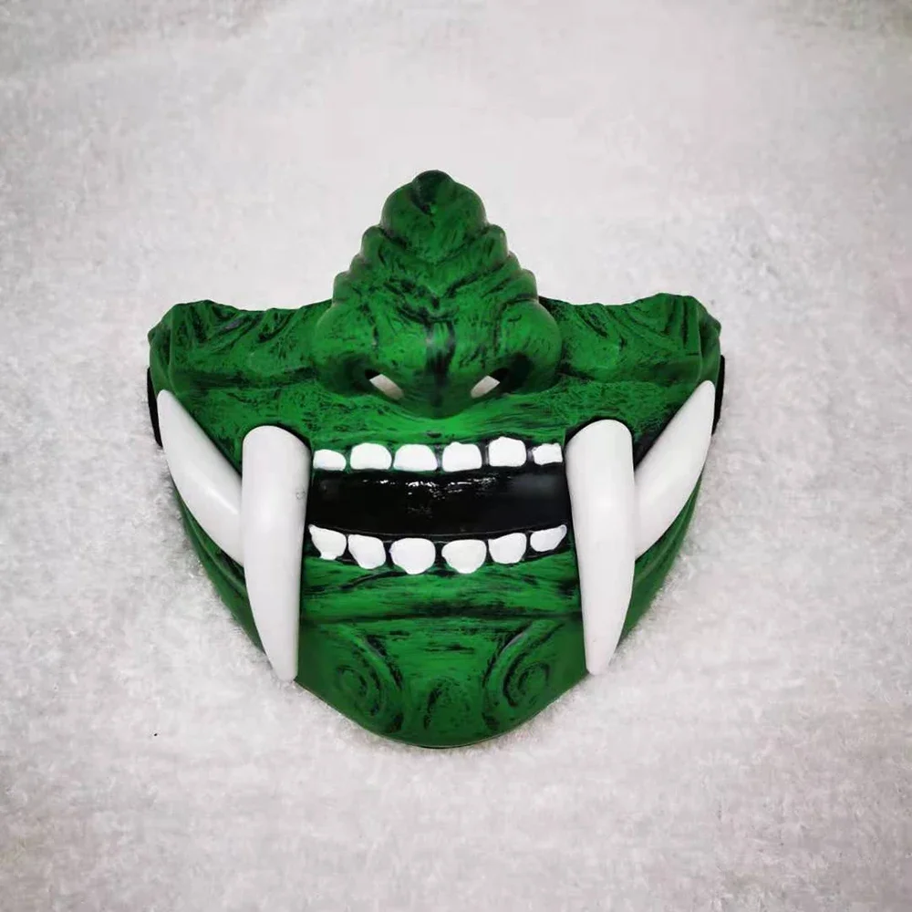 Máscara de demonio de Samurai Oni japonés, Cosplay de Horror, Prajna Hannya, máscaras de plástico gruesas, accesorios de disfraces para fiesta de
