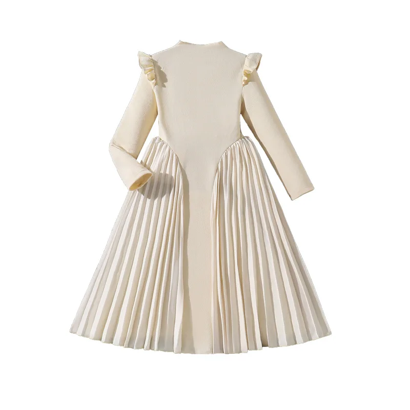 2026 Girls winter AUTUMN Kids Child Clothes Teenager Daily Wear lace patchwork ball gown Pleated PRINCESS dress 4 6 8 9 12 year