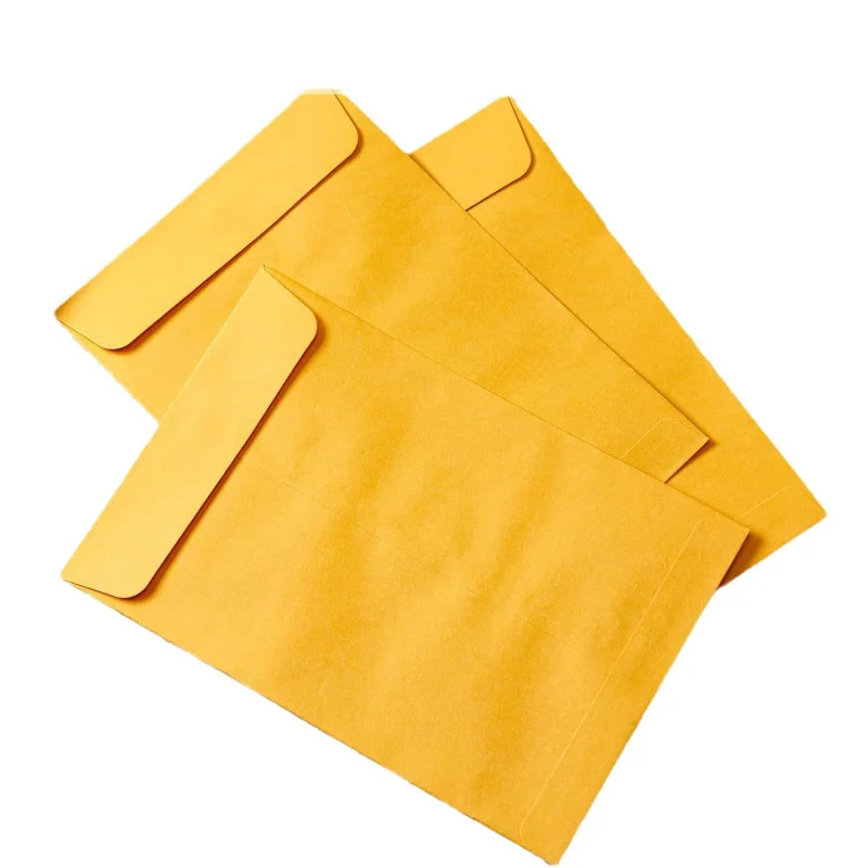 Custom-Border 80g Yellow Kraft Paper Thickened Style 6x9 Self-Adhesive Envelope Bag 105g Release Paper Envelo