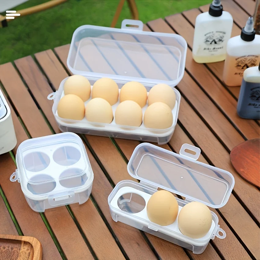 Portable Eggs Box Case Shockproof Egg Holder Kitchen Container Case Transparent Kitchen Organizer For Outdoor Camping Picnic