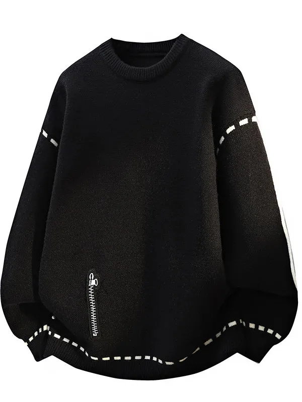 

Teenage round Ne Thiened Knitted Sweater for Men Casual Sle Base Layer irt Faionable Overhead Trendy Polyester Fiber