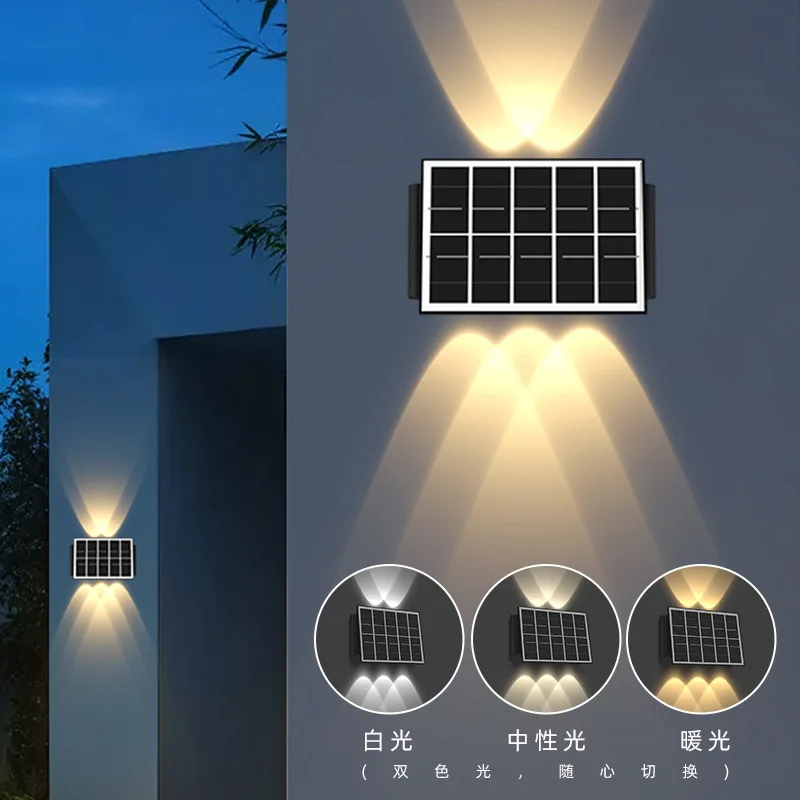 Solar Wall Lamp, Outdoor Ambient Light, Up‑down Lighting, Energy‑saving and Waterproof