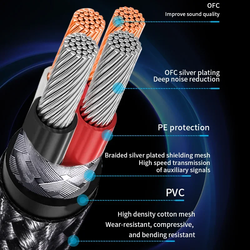 HIFI OFC posrebrzany kabel 4.4mm do 2RCA Aux Audio wysokiej jakości 4.4mm Jack do 2RCA męski do wzmacniacza zestaw słuchawkowy z głośnikiem