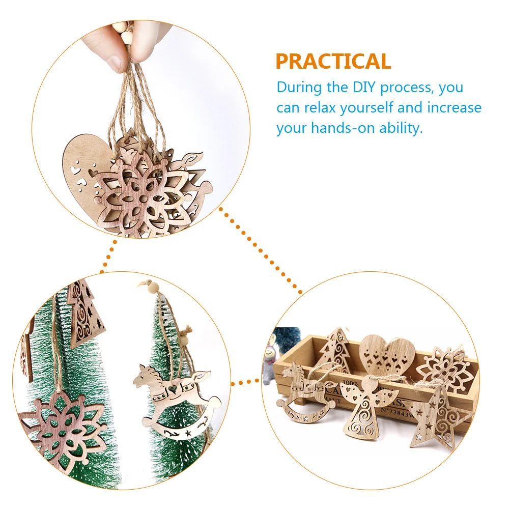 

Christmas Tree Decorations Xmas DIY Crafts Wood Chips Manual Creative Hanging Ornaments