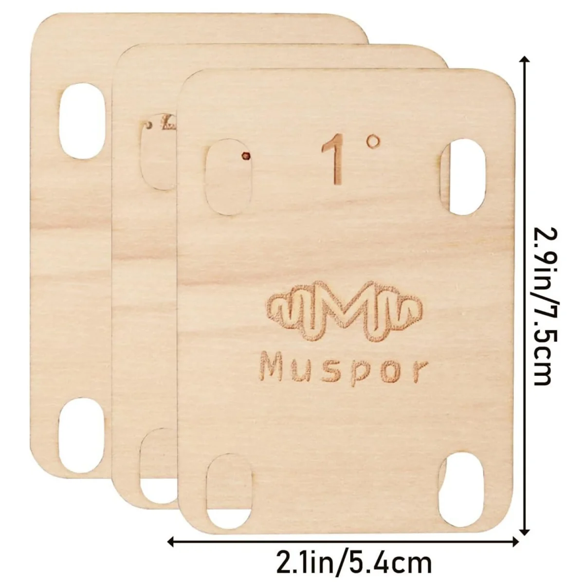 Miwayer 1 Set/3Pcs Guitar Neck Shims Protector 0.25 0.5 1 Degree Solid Maple Wood Set/for Bolt-on Neck Bolts & Guitar Accessorie