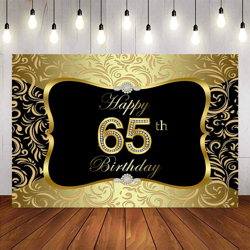 65th birthday party decoration gold black birthday party backdrop royal texture gold glitter happy 65th birthday backgrounds